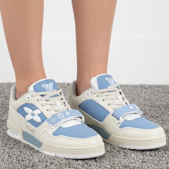 Louis Vuitton LV Trainer in Baby Blue & Cream - Picture 1 of 10